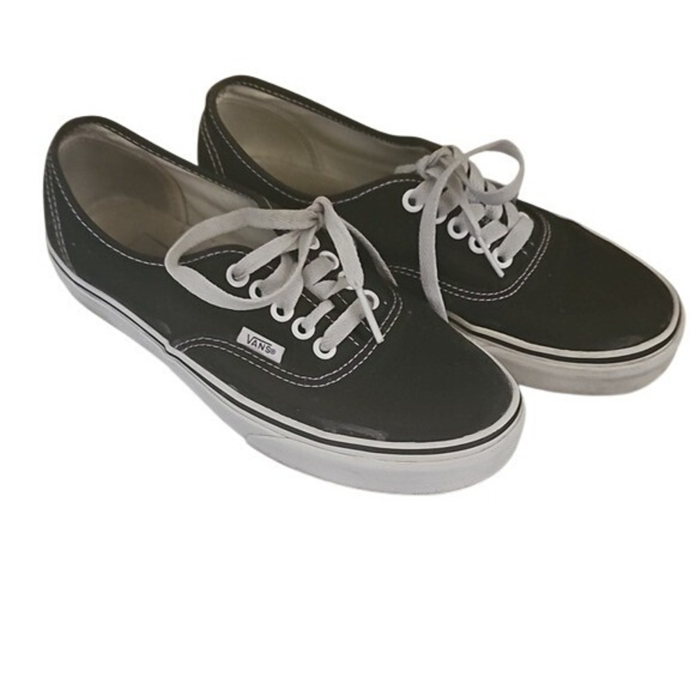 Vans Authentic Black Canvas Low Top Lace Up Sneakers Womens 8 Mens 6.5 Skater